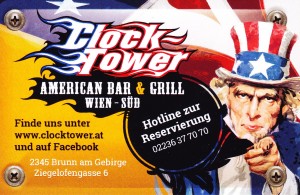 ClockTower - Visitenkarte - Clocktower American Bar & Grill - Wien-Süd - Brunn am Gebirge