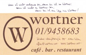 Wortner - Visitenkarte - Café Wortner - Wien