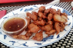 Asia Restaurant Sun Gebackene Hühnerleber mit Knoblauchsauce