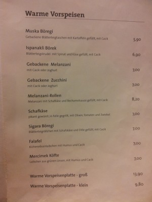 Die warmen Vorspeisen. - Kebab-Haus - Wien