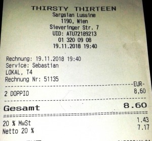 Thirsty Thirteen - Rechnung