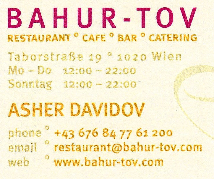 Bahur Tov Visitenkarte Seite 2 - Bahur Tov - Wien