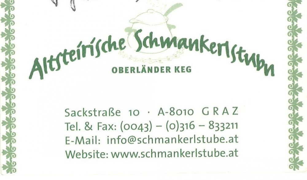 Visitenkarte - Altsteirische Schmankerlstube - Graz