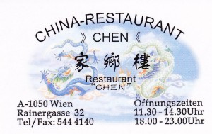 China Restaurant Chen Visitenkarte