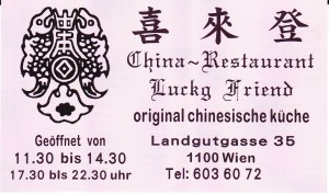China-Restaurant Lucky Friend Visitenkarte