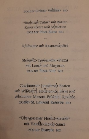 Weinschmeckermenü mit Präsentation vom
Weingut LEOPOLD AUER aus Tattendorf
am Samstag, 30. ...