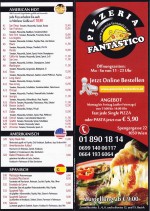 Pizzeria Fantastico Speisekarte Seite 1