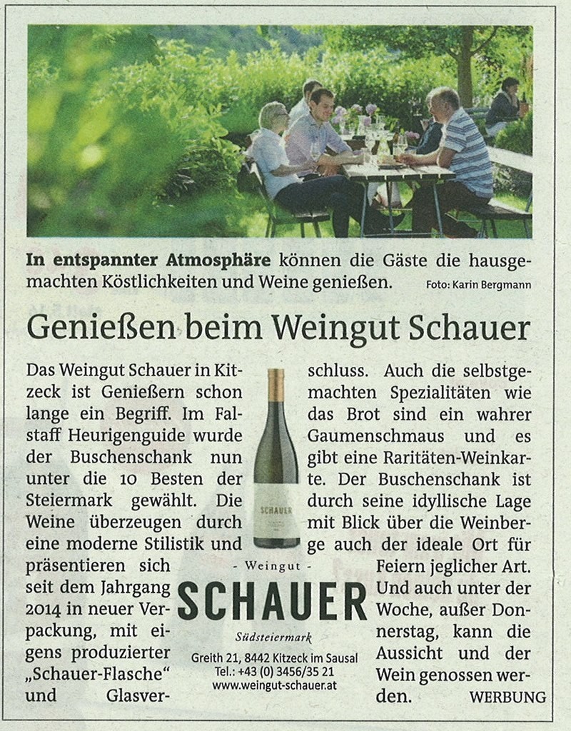 Werbung - Weingut Schauer - Kitzeck im Sausal