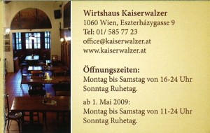 Visitenkarte - Kaiserwalzer 2.0 - Wien