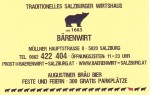 Bärenwirt - Visitenkarte - Bärenwirt - Salzburg