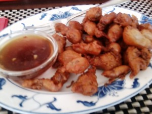 Asia Restaurant Sun Gebackene Hühnerleber mit Knoblauchsauce