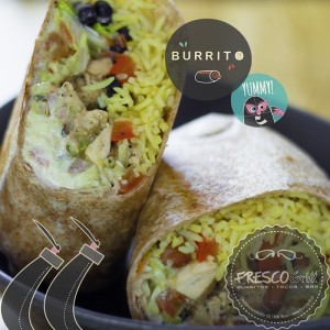 Burrito: Warme Speise: Gerollte (VOLLKORN)Weizentortilla, mit Fleisch, Tofu oder vegetarisch, ...