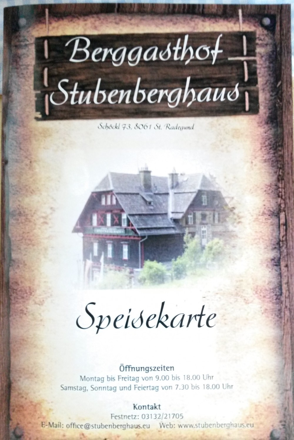 Speisekarte - Stubenberghaus - St. Radegund