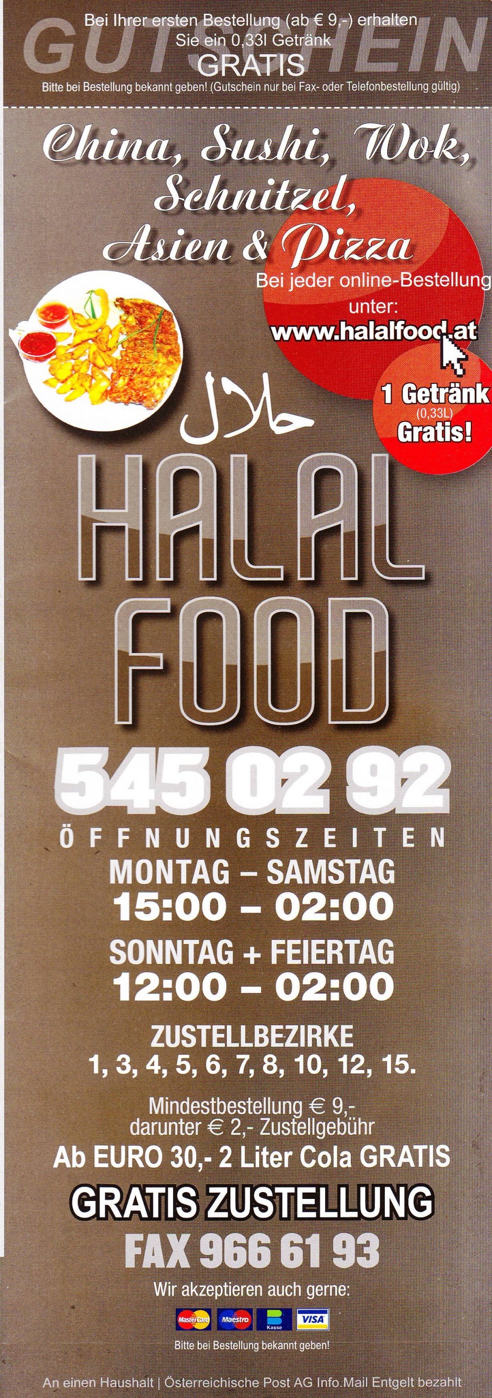 Halal Food Karte Seite 1 - Halal Food - Wien