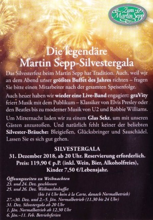 Zum Martin Sepp - Silvestergala - Martin Sepp - Wien