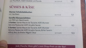 ... und deren Beschreibung in der Speisekarte. - WEIN & CO Bar Schottentor - Wien