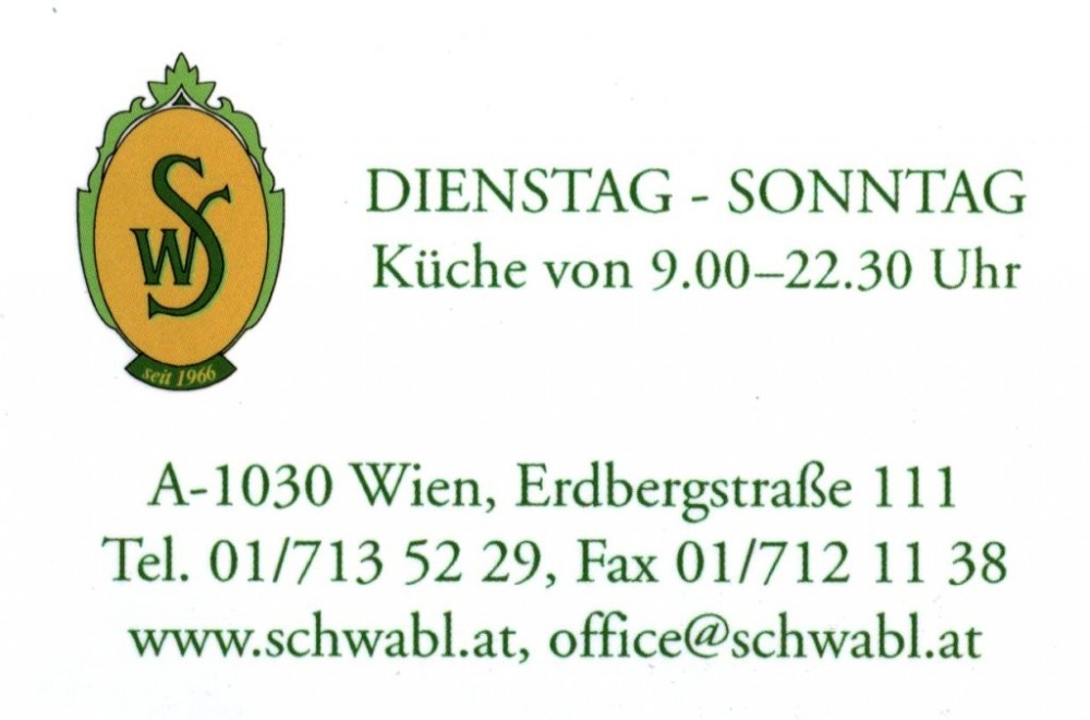 Schwabl Wirt - Visitenkarte - Schwabl Wirt - Wien