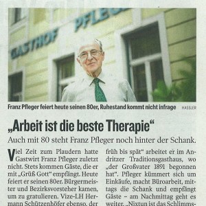 Gasthof Pfleger - Bericht in der Kleinen Zeitung vom 20.7.2014 - Gasthof Pfleger - Graz