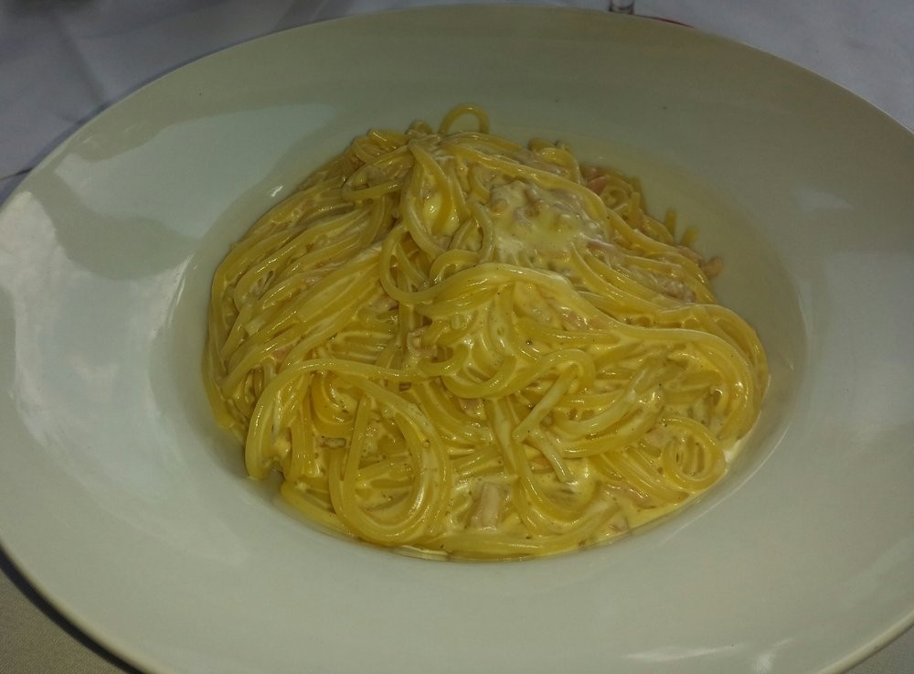 Spaghetti Carbonara EUR 8,50 - hab schon weit bessere gegessen - Marino Pizzeria Trattoria - Wien
