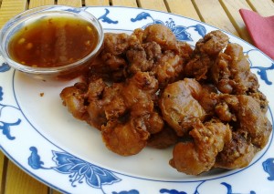 Asia Restaurant Sun Gebackene Hühnerleber mit Knoblauch-Chili-Sojasauce
