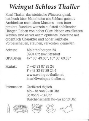 Information - Weingut Buschenschank Thaller - Großwilfersdorf