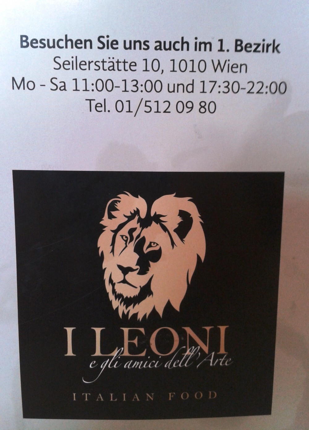 I Leoni - Werbung für das Hauptlokal - I Leoni - Wien