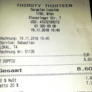 Thirsty Thirteen - Rechnung