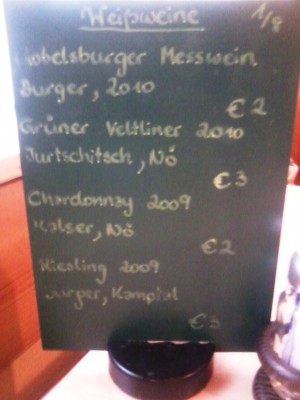 Wirtshaus zum Nepomuk - Weissweinkarte am Tisch - Wirtshaus zum Nepomuk - Wien