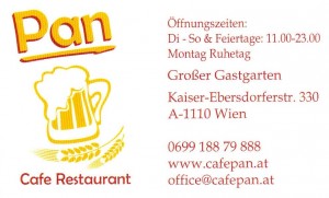 Restaurant Pan Visitenkarte - Café Restaurant Pan - Wien