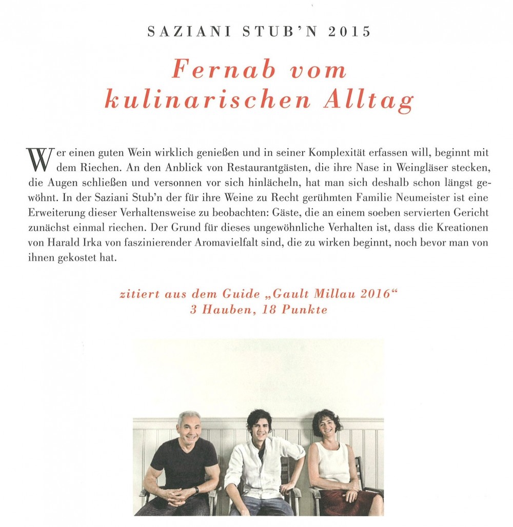 Aus der aktuellen Werbung 2016 - Saziani Stubn - Straden