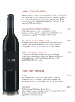Weingut Buschenschank Grabin - Preisliste für Ab-Hof-Verkauf