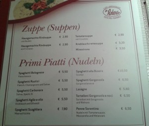 Speisekarte - Da Roberto - Lieboch