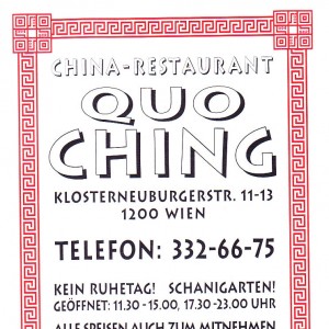 China Restaurant Quo Ching Visitenkarte - Quo Ching - Wien