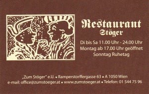 Zum Stöger Visitenkarte - Zum Stöger - Wien