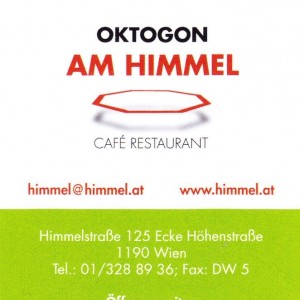 Restaurant Oktogon - Visitenkarte - Cafe-Restaurant Oktogon am Himmel - Wien