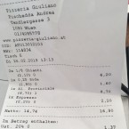 Die Rechnung, sehr günstig das Ganze - Giuliano Due - Wien