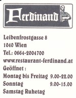 Restaurant Ferdinand Visitenkarte
