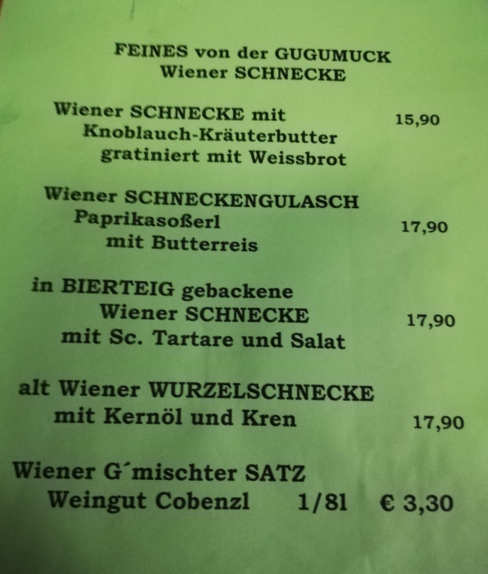 Nun gibt des die Wiener Schnecke des Andreas G. auch beim Hausmair. Habe ... - Hausmair's Gaststätte - Wien