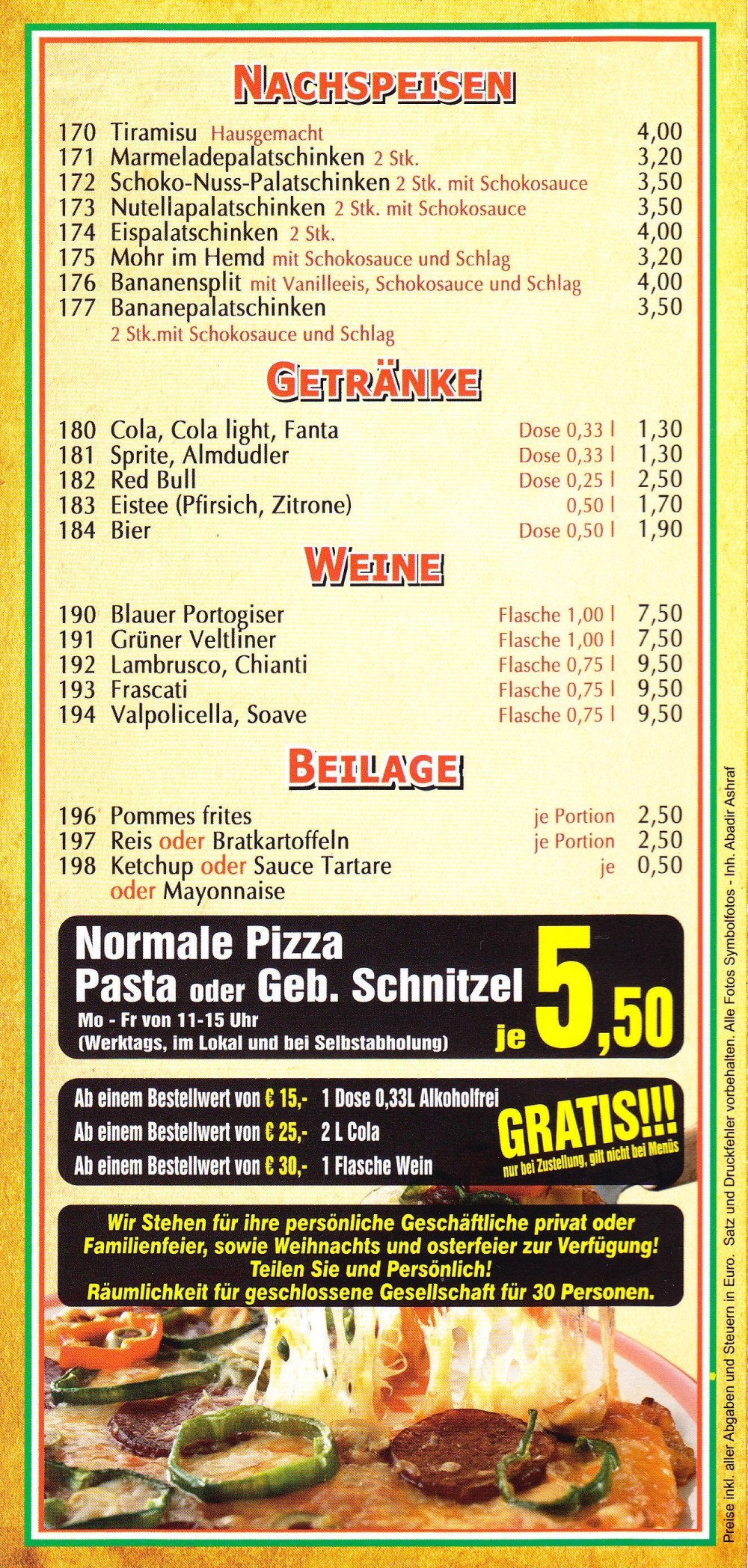 Pizzeria Venezia Flyer Seite 6 - Ristorante Pizzeria Venezia - Wien