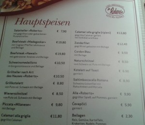 Speisekarte - Da Roberto - Lieboch