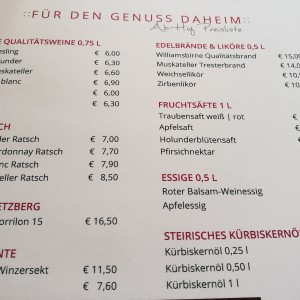 Karte (Getränke) - Weingut Buschenschank Grabin - Labuttendorf