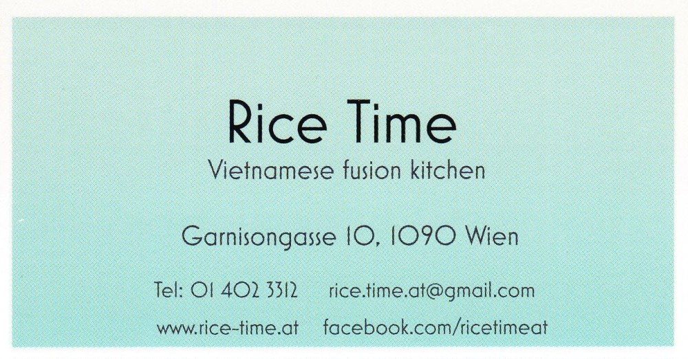 Rice Time - Visitenkarte - Rice Time - Wien