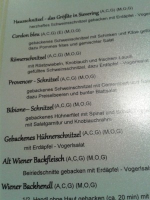 Alt-Sievering - Auszug aus der Speise- & Getränkekarte - Robert's Alt Sievering - Wien