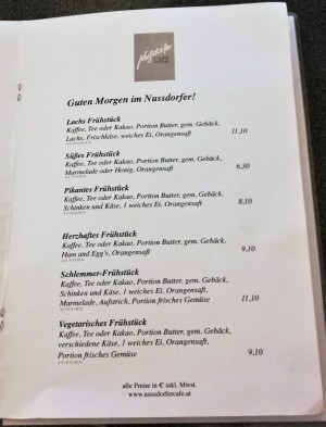 Frühstücksvariationen - Nussdorfer Café - Wien