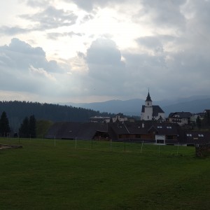 Blick von der Terrasse Richtung St. Kathrein - Pieber Panoramaschihütte - St. Kathrein am Offenegg