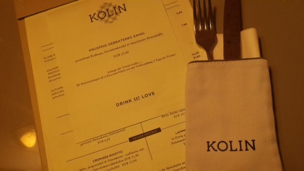 Speise- und Getränkekarte von Kolin - Das Kolin - Wien