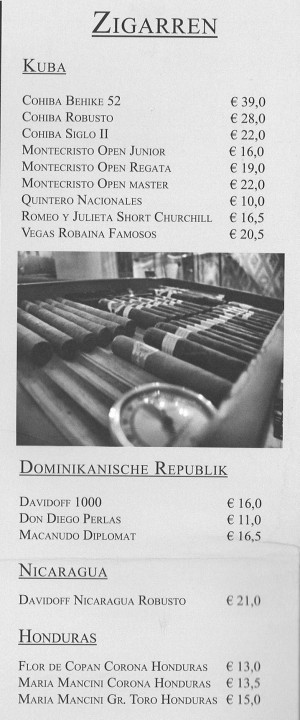 Zigarren - Hemingway American Bar - Graz