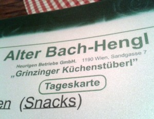 Alter Bach-Hengl - Die Speise- & Getränkekarte - ALTER BACH-HENGL - Wien