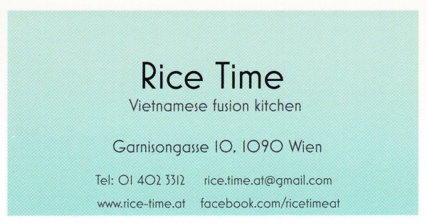Rice Time - Visitenkarte - Rice Time - Wien