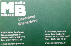 Visitenkarte - Müller Bräu am Laaerberg - Wien
